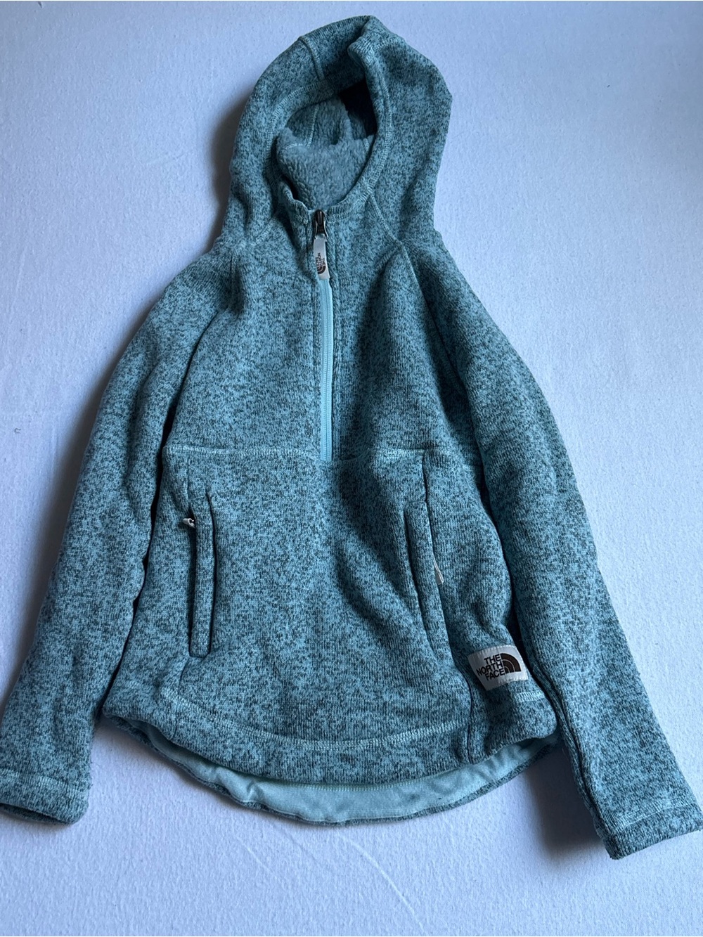The North Face Kids Teal Hooded Half-Zip Fleece Pullover